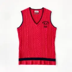 アディダスゴルフ レディース ニットベスト Vネック ケーブル編み M ピンク系