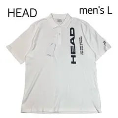 【men's L】 新品未使用　HEAD ロゴプリントポロシャツ　ホワイト