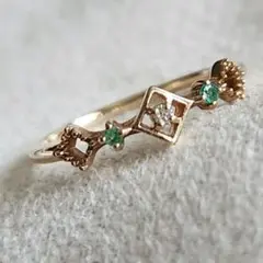 エメラルド×ダイヤモンド♡1号【エテ】K10 ゴールド リング☆アガット 好きも エメラルド×ダイヤモンド♡1号【エテ】K10 ゴールド リング