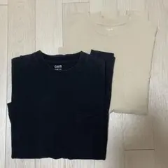 coen USA COTTON ポケットTシャツ ブラックベージュ2枚セットのサムネイル