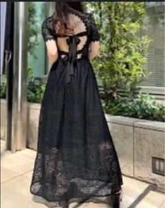 ブラックレースマキシドレス