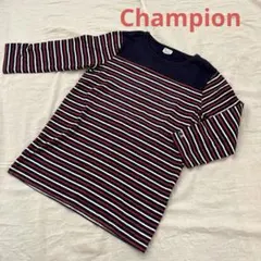 Champion チャンピオン ボーダー ロンT 五分袖カットソー M