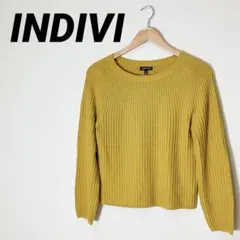 N116−15◯ INDIVI マスタードリブニット 長袖 レディース