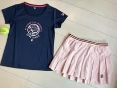 FILAフィラ＊総プリーツの可愛いスコートと紺のボールモチーフトップス上下セット