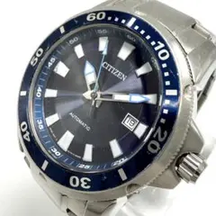 【稼動】 CITIZEN 腕時計 ダイバーズウォッチ 自動巻き 青文字盤 デイト