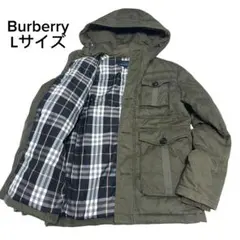 Burberry ダウンジャケット　ノバチェック　ホースロゴ　フーディーカーキL