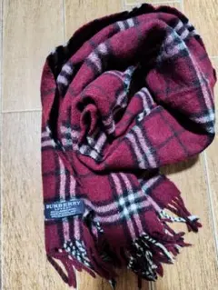 【Burberry London】ウール マフラー ノバチェック レッド