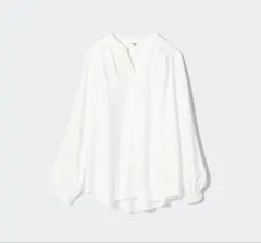 UNIQLO レーヨンギャザーブラウス　ホワイト