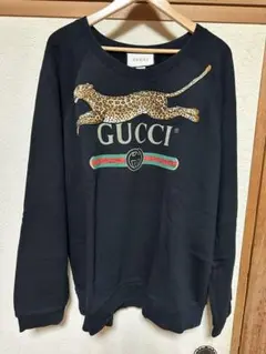 【中古】GUCCI レオパード刺繍トレーナー　スウェット　グッチ　XLのサムネイル