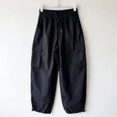 GU ジーユー カーゴプルオンパンツ S ブラック ドロスト レディース