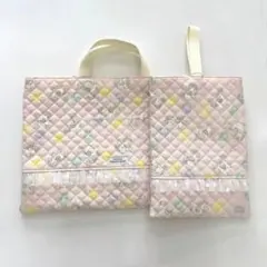 【入園入学】ユニコーンとピンクのレッスンバック　上靴入れ【セット】