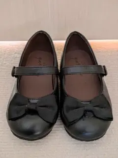 レトロ　リボン　ブラック　フォーマルシューズ