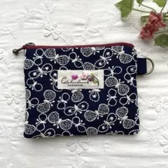 【450】ハンドメイド　12㎝ファスナーポーチ(タグ刺繍)