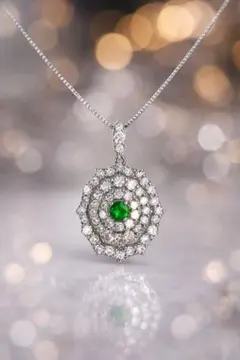 天然エメラルド0.65ct×ダイヤ0.69ct プラチナネックレス - メルカリ