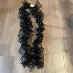 パール付きブラックショルダーストラップ　スマホショルダー