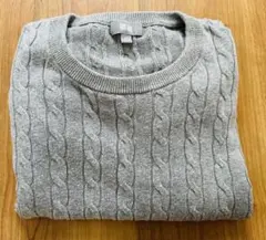 ユニクロ ケーブル編み クルーネック 長袖ニットセーター カシミヤ混