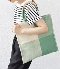✴︎美品✴︎SHIPS any ブロックチェック柄 トートバッグ グリーン