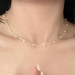 SHEIN シーイン　フェイクパールネックレス　チョーカー　ゴールドネックレス