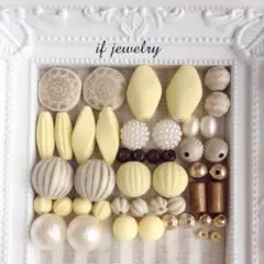 黄色系 アクリルビーズetc46点アソートセット パーツ イエロー ハンドメイド