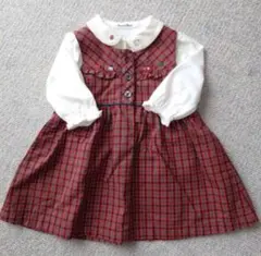 ファミリア　ワンピース　ジャンパースカート　チェック　ブラウス　80cm