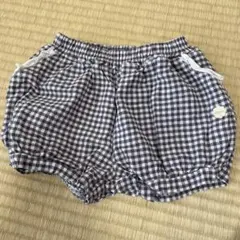 futafuta ギンガムチェック ボトムス 80 グレー