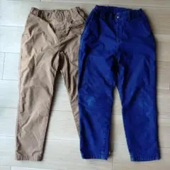 【2枚セット】ユニクロ　長ズボン　140 ベージュ　デニム　裏フリース