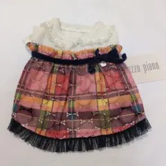 【新品・未使用】mezzo pianoメゾピアノ チェック柄 ニットドレス xsのサムネイル