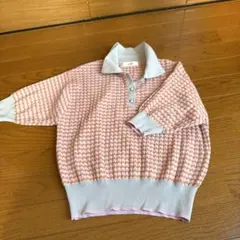 BEAMS HEART 半袖ポロニット オレンジ・グレー