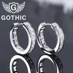 B級品 シルバー925 ジルコニア　シンプルフープピアス　TYPE.2