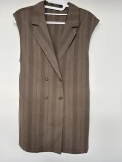 ブラウン チェック柄 ダブルブレスト ベスト