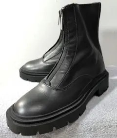ZARA センタージップ レザーショートブーツ 厚底 黒 36