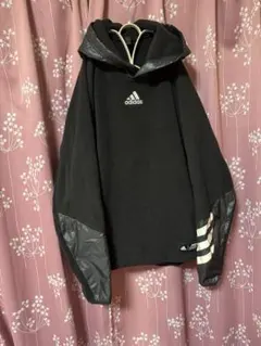 adidas フリースパーカー ブラック