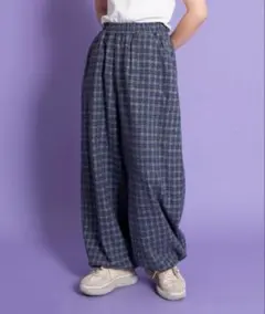 【PUNYUS】チェックワイドイージーパンツ