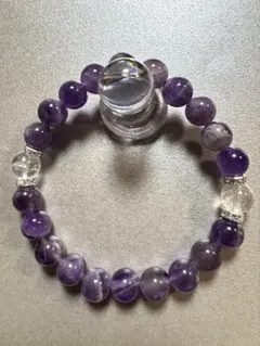 天然石ブレスレット ドリームアメジスト 水晶 16cm 8mm玉