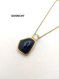 GIVENCHY ジバンシー ヴィンテージネックレス ゴールド ネイビーストーン