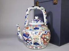 煎茶道具 大丸北峰作 染付青華人物図 鉄砲口 共箱☆時代物☆美品
