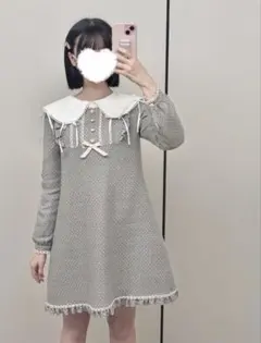MILK 膝丈ワンピース グレー×ピンク×ホワイトのサムネイル