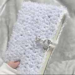 ブックケース ブックカバー ポーチ リボン 編み物 ハンドメイド