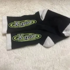 X-girl ロゴ入りソックス ブラック/グレーのサムネイル