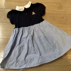 プティマイン 110 くまさん　ポロワンピース　ネイビー