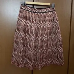 23区 フレアスカート 膝丈 波模様 オレンジ系