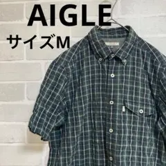 AIGLE エーグル チェック半袖シャツ Mサイズのサムネイル