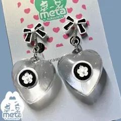 ハート型クリアイヤリング リボン付き