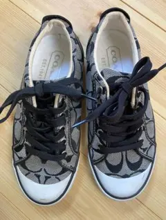 COACH ロゴデザイン カジュアルスニーカー ブラック/ホワイト 21.5㎝程