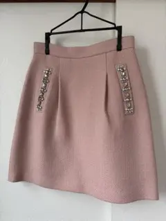 ジルスチュアートビジュー付きピンクAラインミニスカート