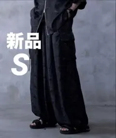 Ellno Loset Aran サテンJQドロストカーゴパンツ S ブラックのサムネイル
