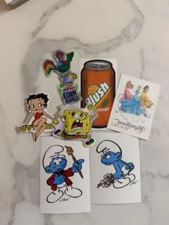 ステッカーセット スマーフ・ベティーちゃん・スポンジボブ・プリンセス・その他