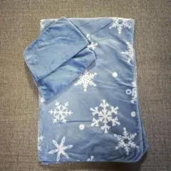 フリース掛け布団カバー&枕カバー2枚セット　シングル 雪の結晶 水色