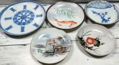 ★骨董品　アンティーク　小皿中皿5点　桜　梅　鯉　5枚