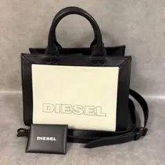 DIESEL ディーゼル 白 × 黒 異素材ミックス 2wayトート　バッグ S
